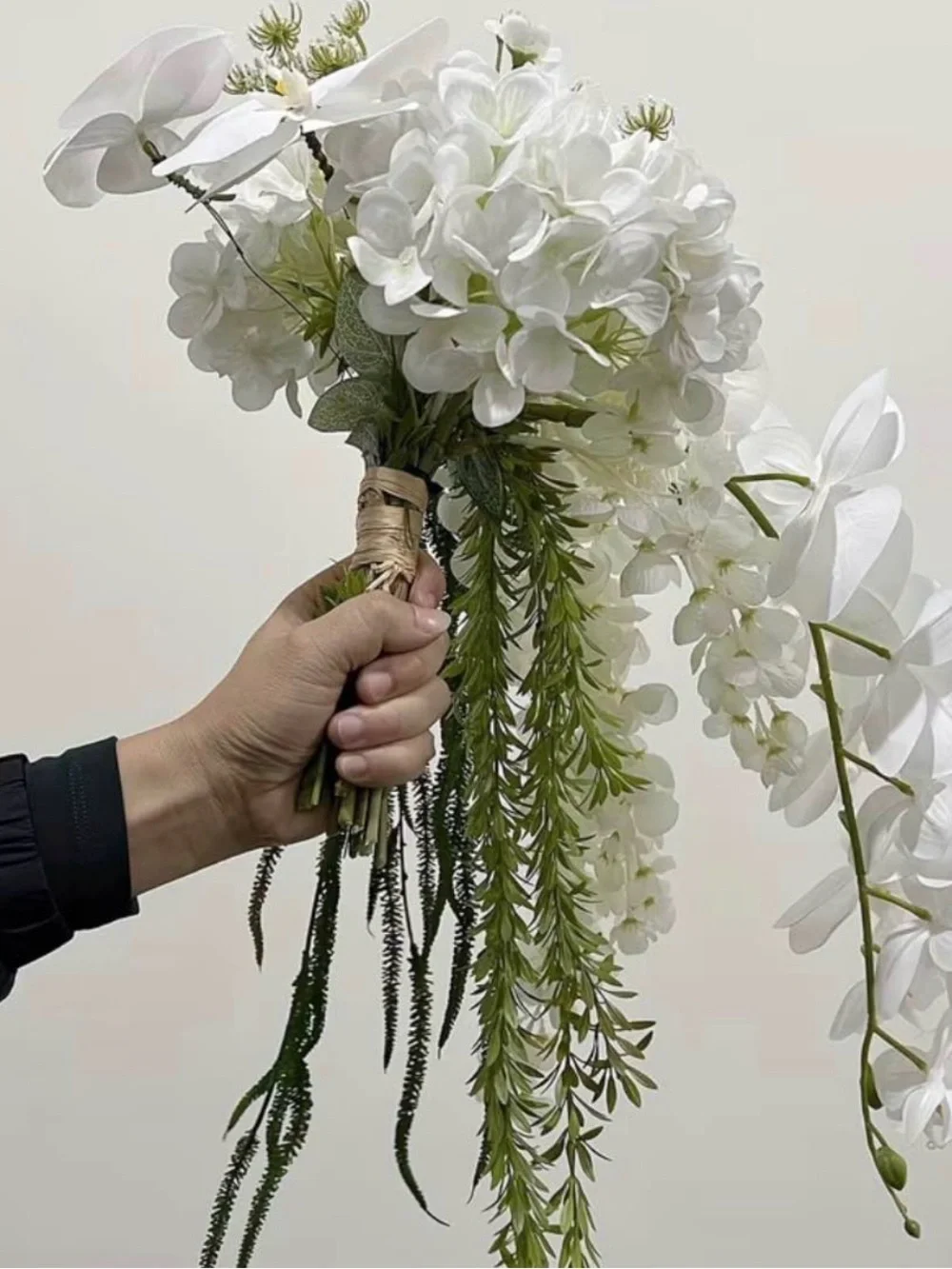 White Cascading Artificial Floral Bouquet - Elegant Home Accent